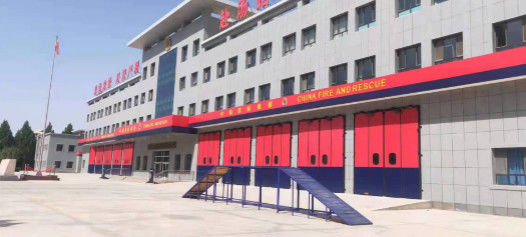 Buy Red / Blue Color Fire Station Folding Doors ISO 9001 Folding Industrial Doors online manufacture