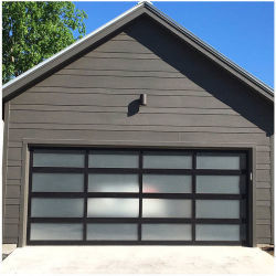 Buy Full Vision Customized Morden Insulated Automatic Overhead Aluminum Alloy Automatic Black Garage Doors For Home online manufacture